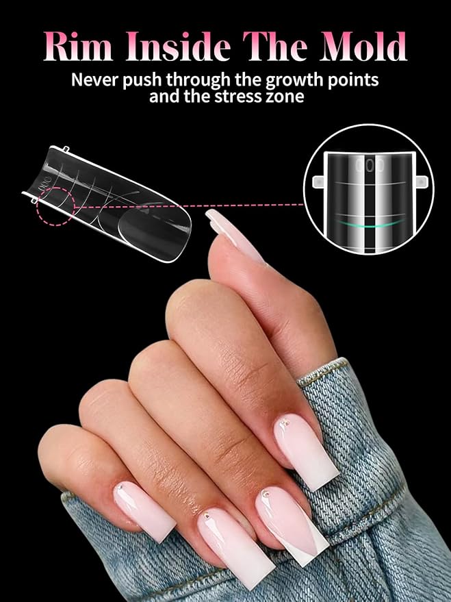 EBANKU Dual Nail Forms for Poly Extension Gel, 150 Pcs Reusable 15 Sizes Nail Extension Forms for Builder Gel Manicure Design Salon DIY