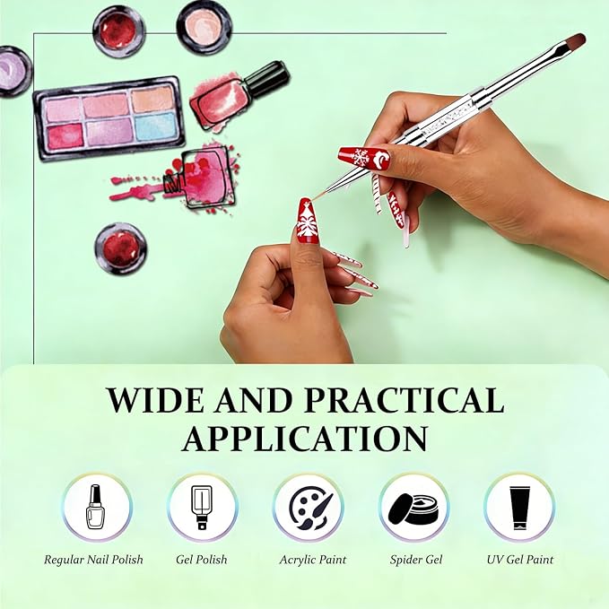 Dual-Ended Gel Nail Brush Set - Nail Sculpting Tool for Poly Extension, Sculpture Gel - Polygel Brushes Manicure Design Kit for Salon & DIY Use, 2Pcs Diamond