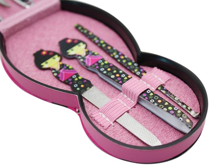 Aibearty Adorable Russian Doll Pattern Stainless Nail Clippers Set of 6Pcs, Professional Grooming Kit, Nail Tools with Luxurious Travel Case