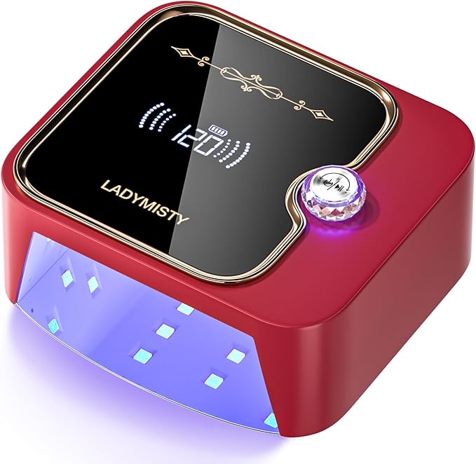 268W UV Nail Lamp Cordless, Rechargeable UV Light for Gel Nails with Convenient Knob & Full LCD Display Screen, Portable LED Nail Lamp, Professional Nail Dryer for Nail Salon & Home