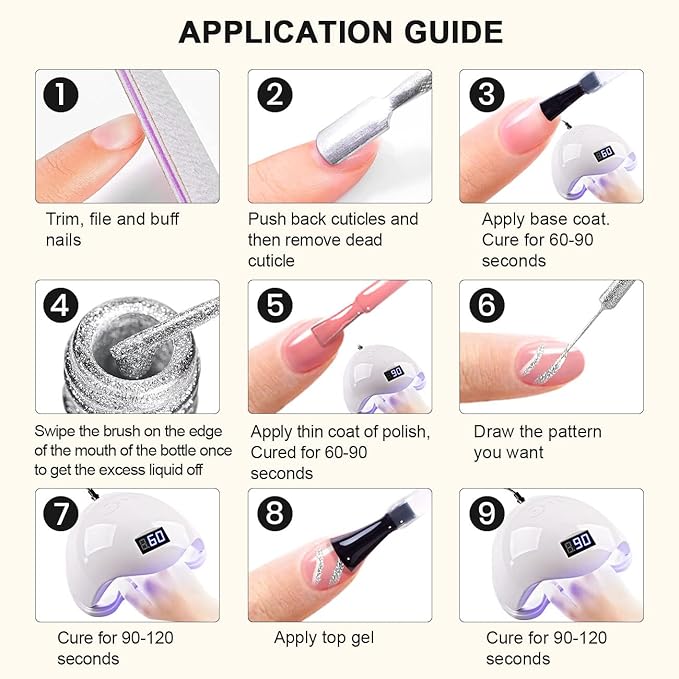 RARJSM Gel Liner Nail Art Silver Glitter Design Gel Nail Polish 1 Bottle 8ml Soak off UV LED Curing Requires Build in Thin Brush Striper GelPolish for Home Salon Diy Nail Manicure Painting Decoration