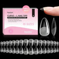 Beetles Gel Almond Nail Tips Short, Curve-EX 640pcs 16 Sizes, Etch-X Half Matte Full Cover Soft Acrylic False Press on Nail Tips Easy DIY Nail Extension Art Salon for Curved & Natural Nail Beds