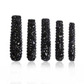 LOVFUL Press on Nails Classic Black Rhinestone| Handmade with Full Covered Crystals | Reusable Fake Nails | Square | H146-L, pink