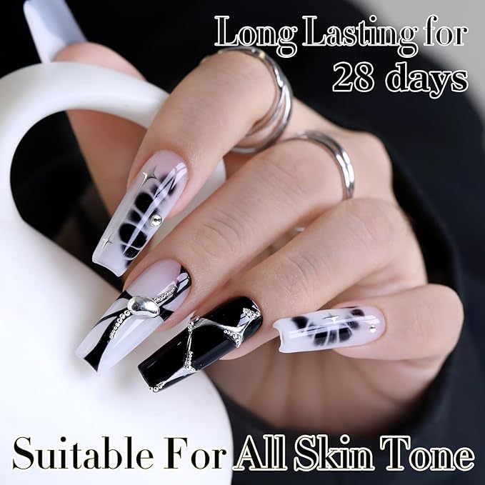 Double Rhythm 2 Pcs 15ml UV Gel Polish Set Pure White And Black Color Gel Nail Polish Kit Nail Art Salon DIY (Black and Milky White-A1015+A1075)