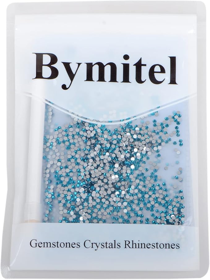 2880PCS Art Nail Rhinestones Non Hotfix Glue Fix Round Crystals Glass Flatback for DIY Jewelry Making with one Picking Pen (ss6 2880pcs, Aquamarine)