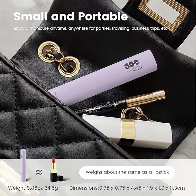 YTD Likomey Handheld UV LED Lamp for Gel Polish,Purple Quick Dry Mini Nail Light with Folding Bracket, Portable Cordless Rechargeable for Fast Curing UV Nail Glue Builder Extension Gel