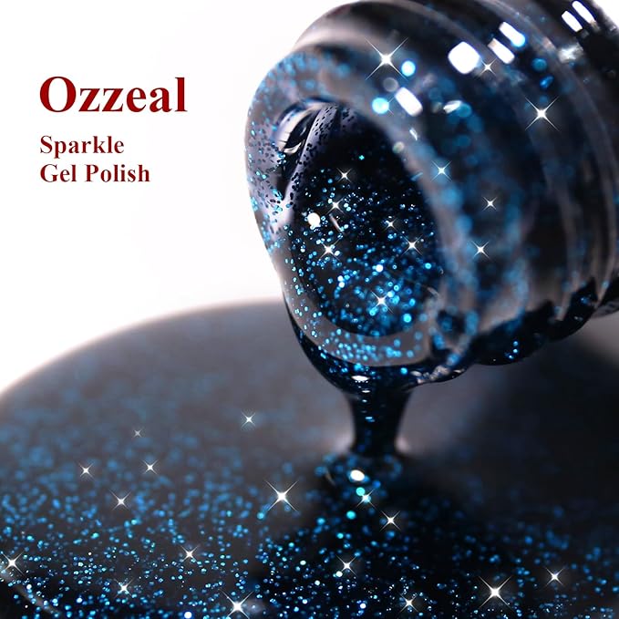 Glitter Gel Polish,Dark Navy Blue Glitter Gel Nail Polish Sparkle Shimmer Gel Glitter Nail Polish Fall Winter Soak off LED UV Gel Nail Polish for Art DIY Manicure 15ML