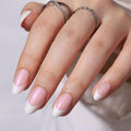 French Tip Press On Nails Short Almond Fake Nails with Glue Reusable Stick On Nail in 16 Sizes Glue On Nail 32 Pcs, Fantasy French Tip