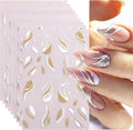 Eseres French Tip Nail Art Stickers Waves Lines Nail Decals 3D French Pattern Glitter Nail Art Design Stripe Nail Stickers 9Pcs French Nail Stickers Stripe Line Nail Decals