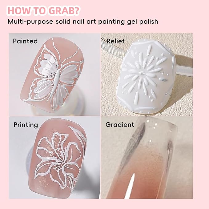 Gradient Painting Gel Set, 9 Colors Nude Pink White Ombre Gel Nail Polish with 50pcs Nail Sponges, 4 Claws Metal Grabber and Brush for Nail Art DIY Painted in Salon or Home Use