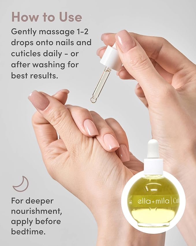 ella+mila Fragrance-Free Cuticle Oil with Pure Tsubaki & Argan - 100% Natural Nail & Cuticle Treatment - Vegan - 2.3 fl oz