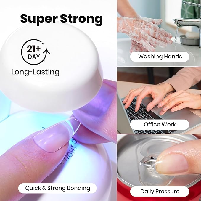 Beetles Hema-Free Nail Glue & Primer Set, 2Pcs 10ml TPO Free Super Strong 9 in 1 Nail Glue Gel and Bond Primer for Acrylic Fast Dry Supplies, Long-Lasting Professional Kit, U V Light Required