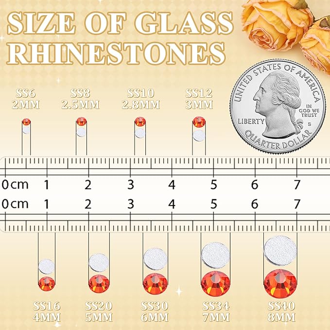 2000PCS SS16/4mm Crystal Rhinestones (Orange/Hyacinth) with 2Pcs 10ml B7000 Jewelry Glue, Bedazzling Flatback Glass Rhinestones for Crafting, Gems Diomand Charms for Tumbler Shoes Clothing Nail Art