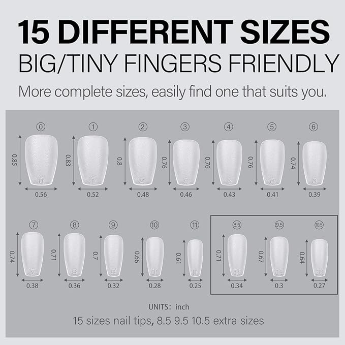AILLSA Short Coffin Nail Tips 450pcs Soft Full Cover Gel Nail Tip Matte Pre-filed Press On False Nails Tips Fake Extension Gelly Nails Tip for Acrylic Nails Professional With Gift Box （15 Sizes）