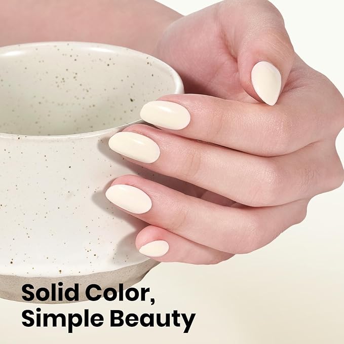 Beetles White Gel Nail Polish - Creamy Hush 15ML/0.51Fl Oz, Hema Free Milky White Gel Polish, Same Color Same Bottle, Soak Off UV LED Lamp French Nails Art, Manicure Salon DIY White Nails