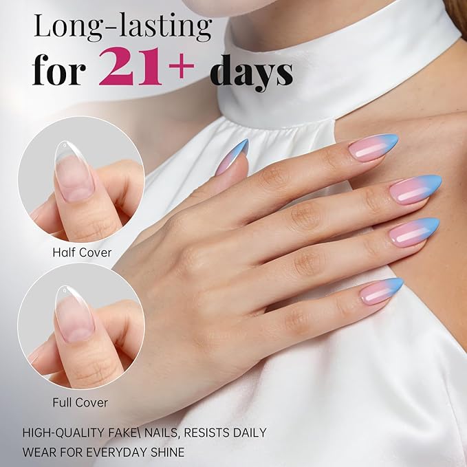 krofaue Almond Nail Tips 240pcs - Half Matte Short Press On Nails, 12 Sizes Pre-Shaped Extra Short Clear Tips for Full Cover Nail Extensions DIY