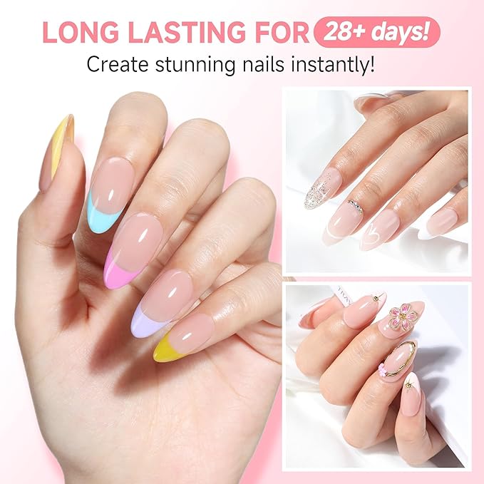 UNA GELLA Almond Nail Tips X-Soft Thicker Flexible Gel Nail Tips 330PCS Pre-etched Nails Tips Almond Shape Press on 15 Sizes Full Cover A lmond Fake Nails Strength Clear Nail Extensions DIY Salon
