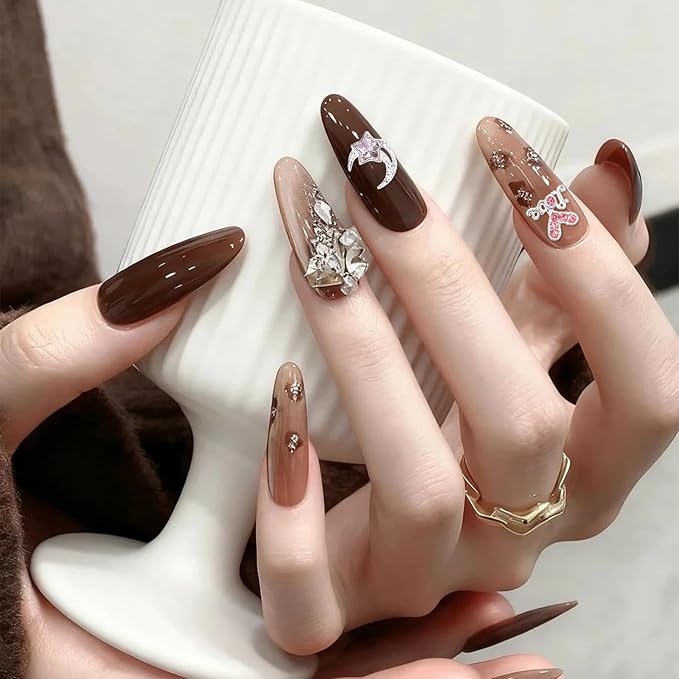 3D Nail Charms,24Pcs Love Heart Star Cross Cherry Butterfly Bow Nail Rhinestone Charms,Metal Alloy Nail Art Decorations for Manicure Design Accessories DIY Crafts (A Pink)