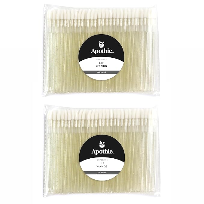 200 Pieces Disposable Lip Applicators – Lint-Free Versatile Doe Foot Makeup Wands for Lip Gloss, Lipstick, Lash Extensions, Beauty Starter Kits Essential (200 Brushes, Gold Crystal)