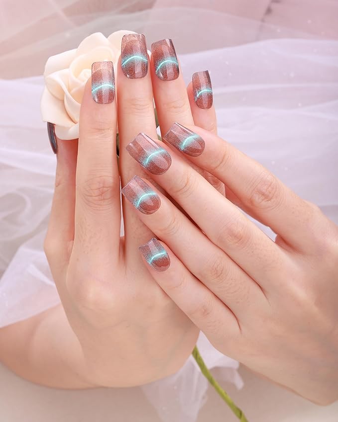 French-Inspired 20pcs Semi Cured Gel Nail Strips - Salon-Grade DIY Wraps with Glaze Texture, Easy Application, UV Light Required for Classic Nails