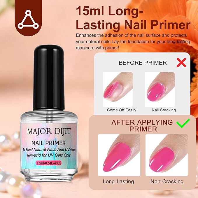 Major Dijit Complete Acrylic Nail Starter Kit with LED Lamp, 12 Colors Powder Acrylic Liquid Base/Top Coat Primer Electric Drill – DIY Nail Art Tools for Home & Salon