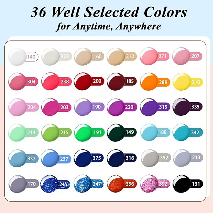 phoenixy Gel Nail Polish Kit with U V Light 48W, 56 Pcs 108 Effects Gel Nail Polish Kit Base Matte Glitter Top Coat Manicure Nail Set Gifts for Women