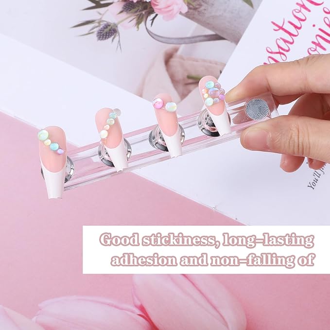 1200 Pcs False Tip Double Sided Adhesive Tapes for Nail Art Display, Clear Nails Adhesive Tabs, Press on Fingernail Stickers,Pre-Cut Strips for Nail Art Holder and Display Book