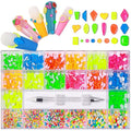 Fluorescence Crystal Rhinestones Set, 3100pcs Nail Art Gems Stones+Rhinestone Wax Pen Iridescent Clear Class Multi-Shape Flat Back Nail Jewels for Nail Art DIY Crafts Phones Clothes Shoes Jewelry Bag