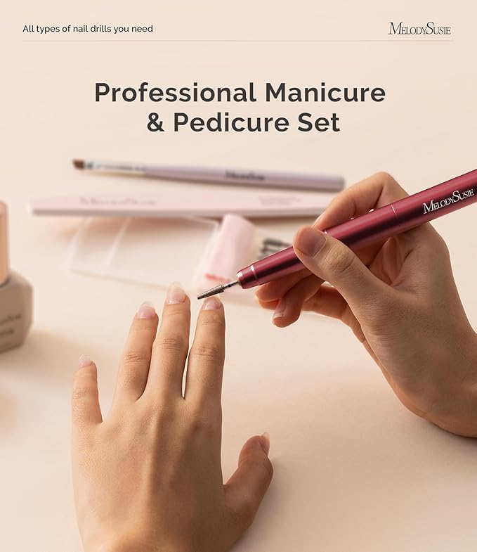MelodySusie Pen-Shaped Ultra-Slim Cordless Nail Drill, PM170F 30000RPM Portable Rechargeable Electric File with LED Display for All Manicure, Nail Care, Shaping & Gel Removal for Advanced Home Use