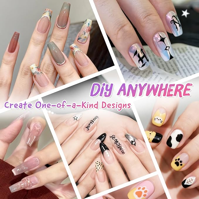 Nail Art Markers, Nail Art Pens for Painting Nails, 12 Colors Nail Art Pens Set with 0.5mm Fine Tip, Quick-Drying Nail Art Marker Pen for DIY Designs, Waterproof Nail Art Pen Kit for Home Salon Use