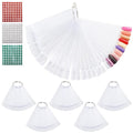 300 Pcs Nail Swatch Sticks with Number Stickers for Color Display, Clear Square-shaped Nail Polish Sample Swatches with Ring