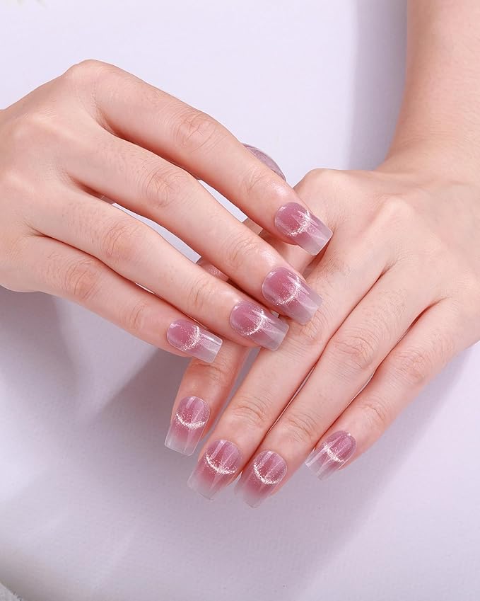 Semi Cured Gel Nail Strips - 20pcs Glaze Gel Stickers, Salon Quality DIY Wraps, Easy to Apply, UV Light Required