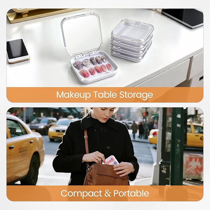 15 Pcs Press On Nail Packaging Box Press on Nail Storage Box for Press Ons with 90 Pcs Adhesive Double Sided Tape for Fake Nail Storage Case Nail Display Nail Salon Supplies (White)