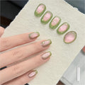 GAOY Green Pink Glassy Cat Eye Gel Nail Polish, 16ml Glitter Holographic Nail Polish with Magnet, Reflective Translucent UV Light Cure, 3318 Verde Rosa