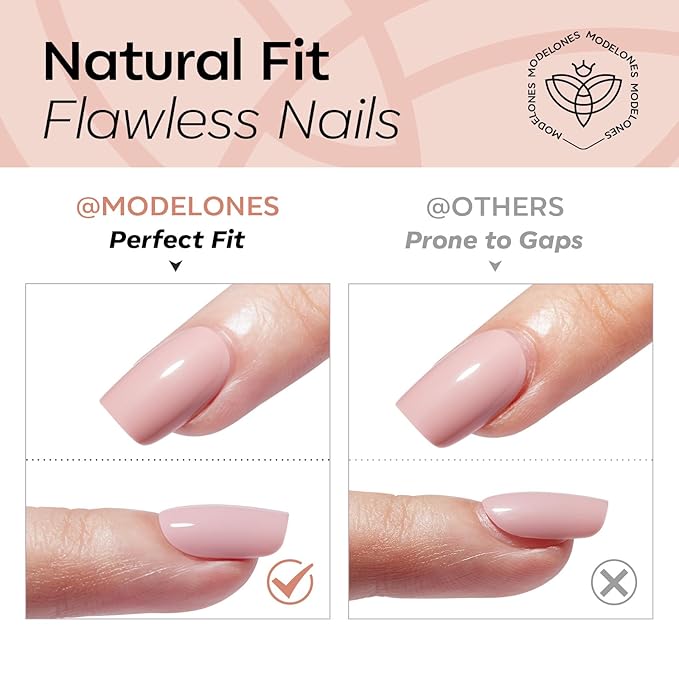 modelones Nude Short Press on Nails, Semi-Transparent Oval Fake Nails Kit Press Ons with Nail Glue, Adhesive Tabs, Nail File, Prep Pad, Manicure Stick, 32Pcs 16 Sizes, Spring Women Girl Gift