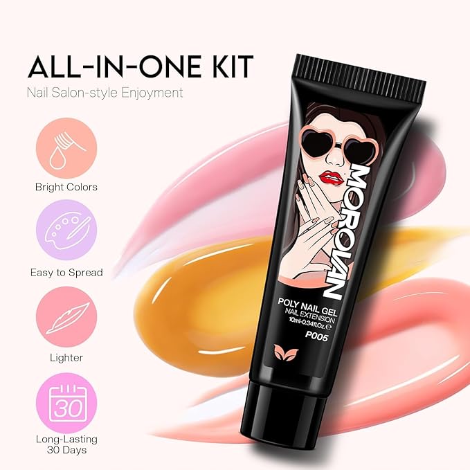 Poly Gel Nail Kit for Beginners: 32 Colors Gel Extension Nail Set with U V Lights for Starter DIY Nail Art Extension at Home Gifts for Ladies & Girls