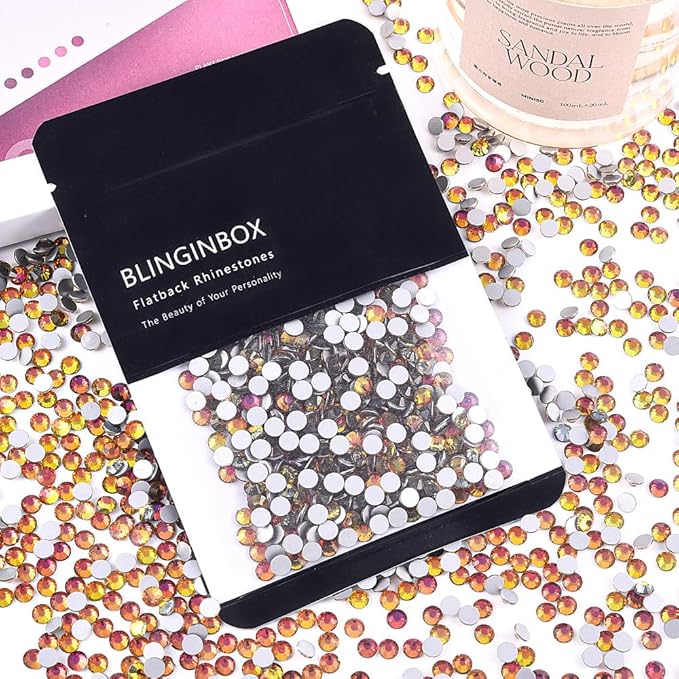 Blinginbox Glass Flatback Rhinestones Crystal Round Gems,Red Volcanic,SS16/1440pcs,3.8-4.0mm