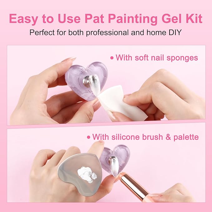 BQAN Ombre Gel Nail Polish Pearl Color, 2Pcs Patting Gradient Painting Gel with Nail Sponge & Silicone Brush & Palette for Ombre Nails Gradient Design, French Manicure DIY Nails Art