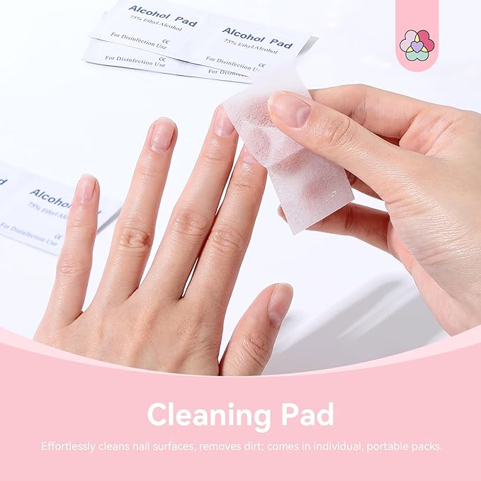 SAVILAND 20PCS Press on Nail Kit: Press On Nail Packaging with Nail File Glue Prep Pads Adhesive Tabs Acrylic Sticks Instruction Cards Pink Bags Nail Prep Application Supplies Manicure Disposable Kit