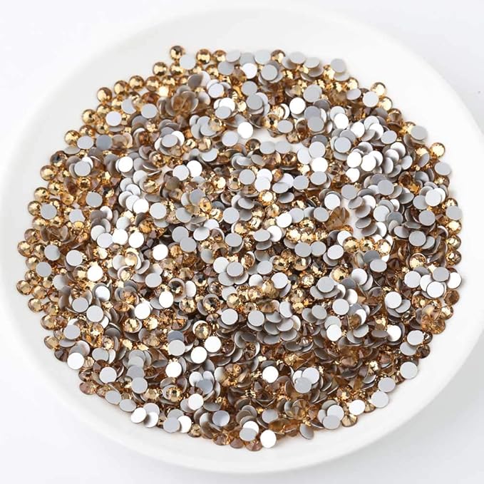 Beadsland 576pcs Flat Back Crystal Rhinestones Round Gems for Nail Art and Craft Glue Fix, Lt Colorado Topaz, SS30,6.3-6.5mm