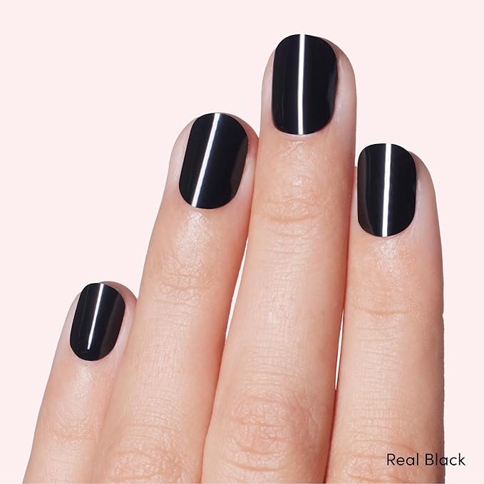 Dashing Diva Glaze Nail Strip Duo - Black Out Collection - Real Black & C'est La Mani - Long Lasting, Chip Resistant, Semi-Cured Gel Nail Strips - Contains 2 Colors