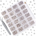 10000 Pieces Rhinestones 6 Sizes Round Crystal Glass Flat Back Rhinestones with 1Tweezers and 1Picking Pen for Nail Art Crafts Clothes Bags DIY (Clear)