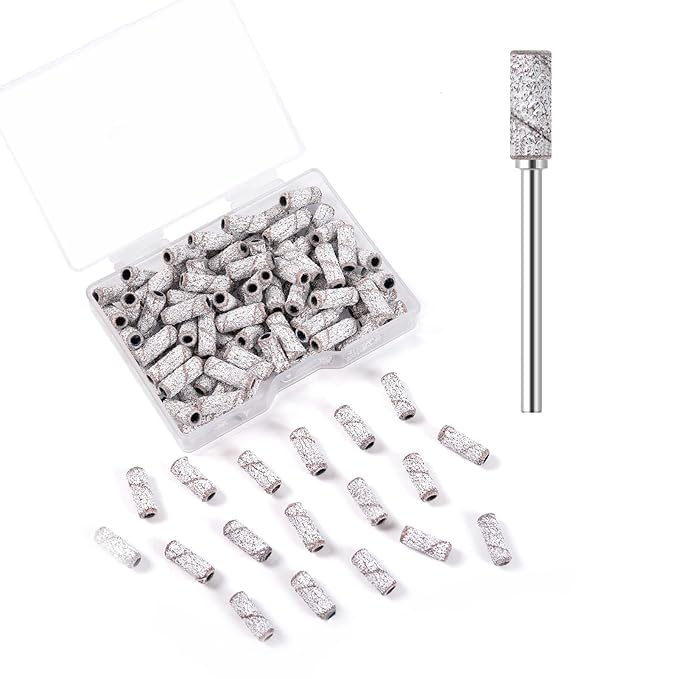 100pcs Small Nail Sanding Bands for Nail Drill, 3.1mm Mini Nail Sanding Mandrel Bits 80 Grit Coarse Nail File Bits for Acrylic Nails Gel Manicure Pedicure Nail Prep Salon Supplies,Zebra