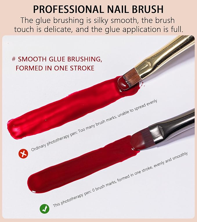 Wood Flat Nail Clean Up Brush, Cleaning Polish Mistake On The Cuticles, Nails Art Flat Brushes for Builder Gel | French Tips | Salon & Home Use | Nail Artists & DIY Enthusiasts