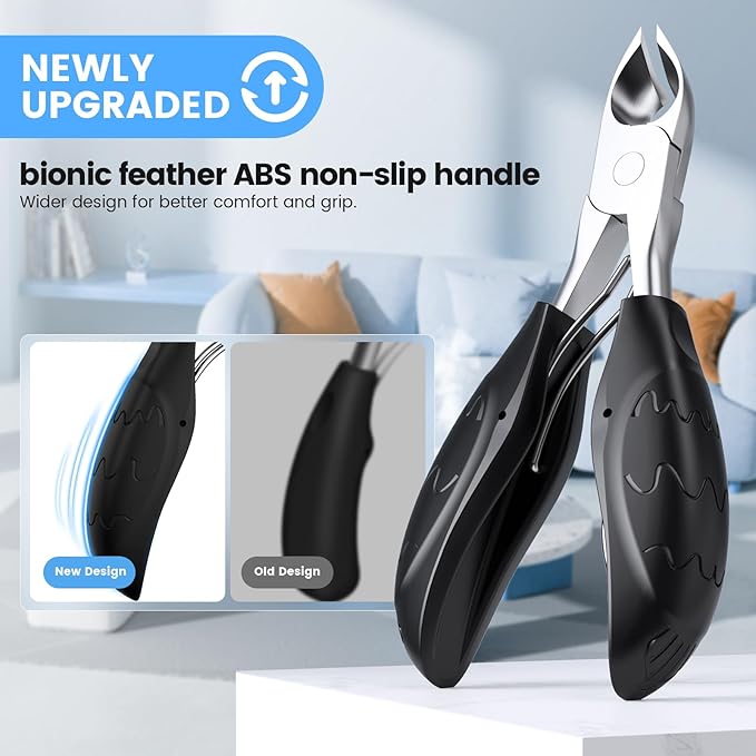 Toenail Clippers for Seniors Thick Toenails | 4-PCS Ergonomic Long Handle Non-Slip Soft grip Toe Nail Clippers Set for thick toenails | Premium Steel Heavy Duty Super Sharp Fingernail Clippers for Men