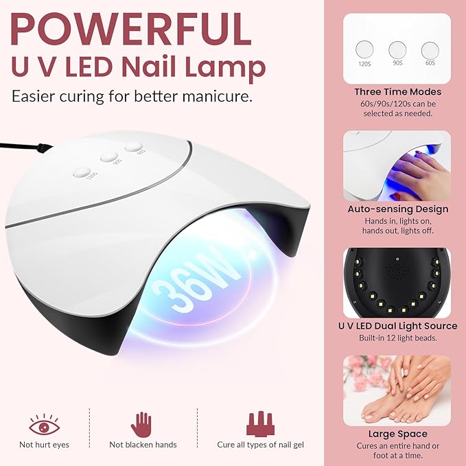 VANREESA 42 Pcs Gel Nail Polish Kit with U V Light 24 Colors Gel Polish Nail Kit Base Coat Glossy & Matte Top Coat Complete Nail Kit with Manicure Tools Gifts for Women Girls