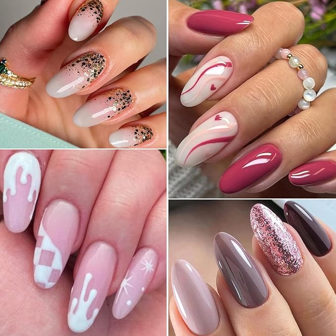 2 Shapes Soft Gel Nail Tips Long Stiletto Oval Full Cover Acrylic Nails Kit, Pre-buff Inside & Full Matte Surface, for Nail Extensions DIY Art Beginners/Professionals Salon, Easy Soak Off, BlueZOO