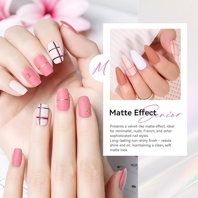 Makartt Matte Gel Top Coat, Soak Off No Wipe Long-Lasting Matte Finish Top Coat for Nail Art, Protective Seal with Smooth Velvet Texture for DIY and Salon Manicure, 10ml