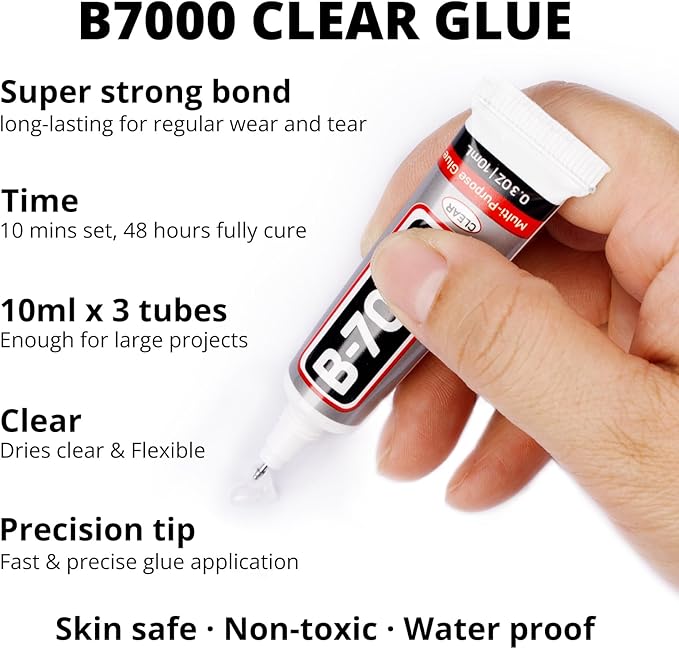 6500Pcs White Rhinestones for Bedazzling, Bedazzler Kit with Flatback Craft Rhinestones White Bulk and B7000 Glue, 2,3,4,5,6mm Resin Flat Back Crystals for Craftings, Crafts, Clothes, Shoes, Nails