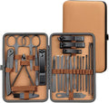 Nail Clipper Set 24-Piece Set Eagle-Billed Nail Clipper Manicure Beauty Pedicure with Brown Luxurious Travel Case